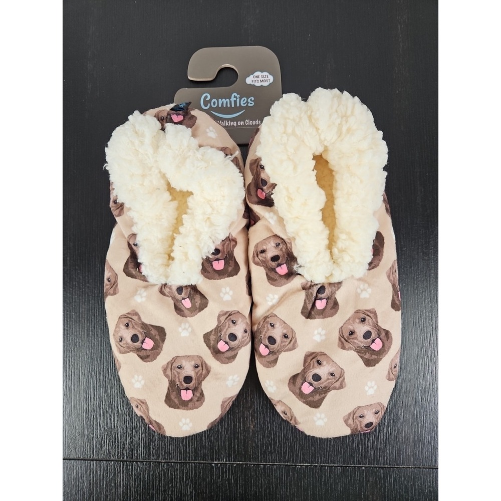 Comfies Labrador Dog Slippers One Size Fits Most Sherpa Lined New 1266‎